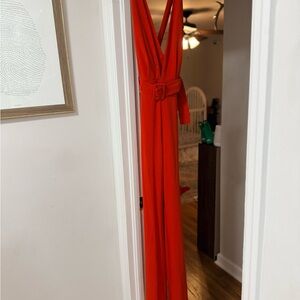 REVOLVE Red V-Neck Wide-Leg Jumpsuit